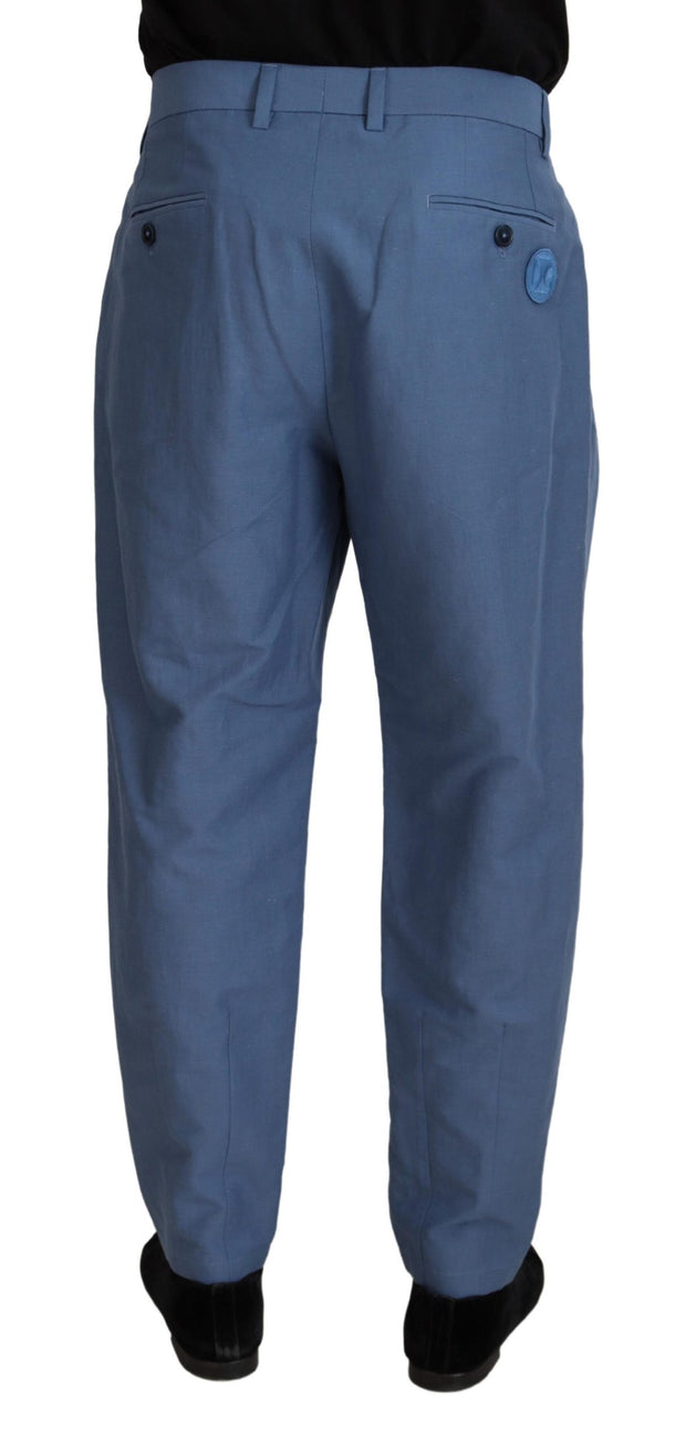 Elegant Blue Linen-Cotton Pants Dolce & Gabbana