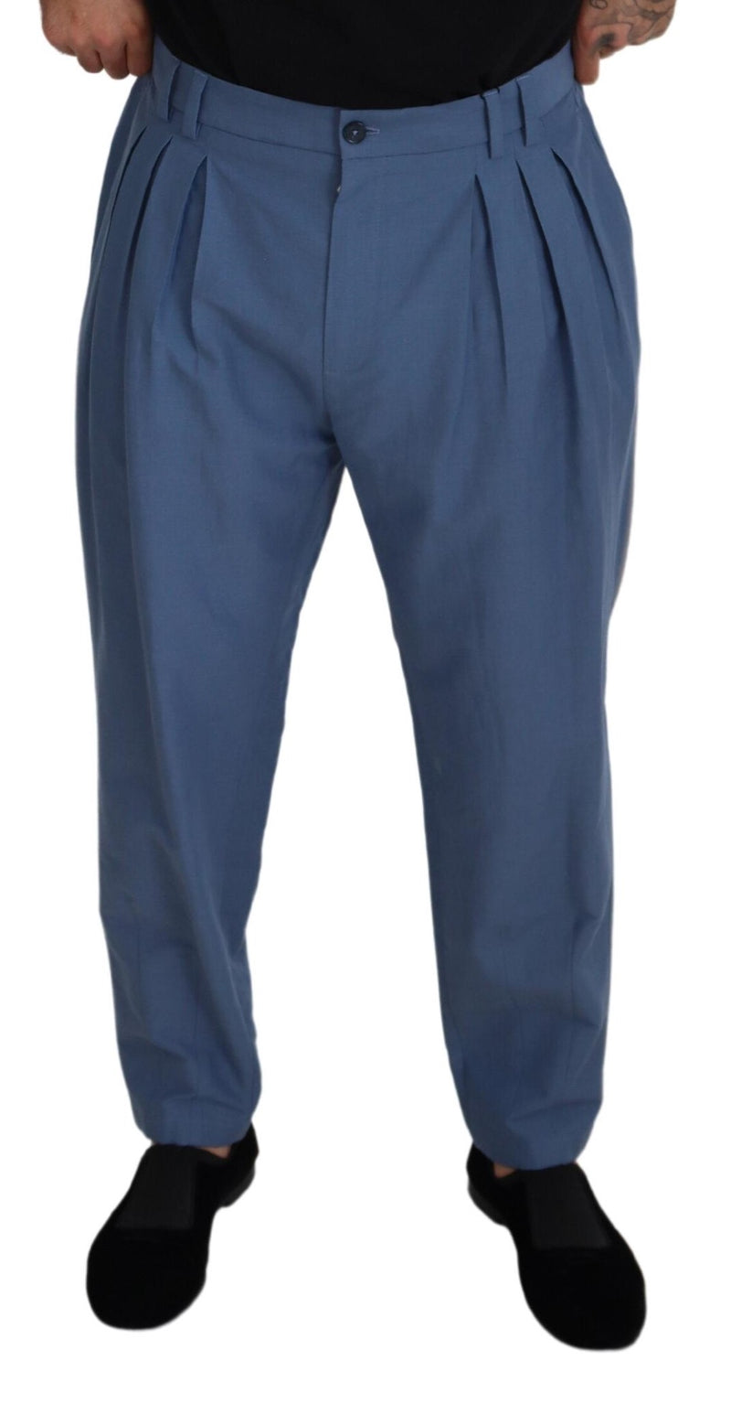 Elegant Blue Linen-Cotton Pants Dolce & Gabbana