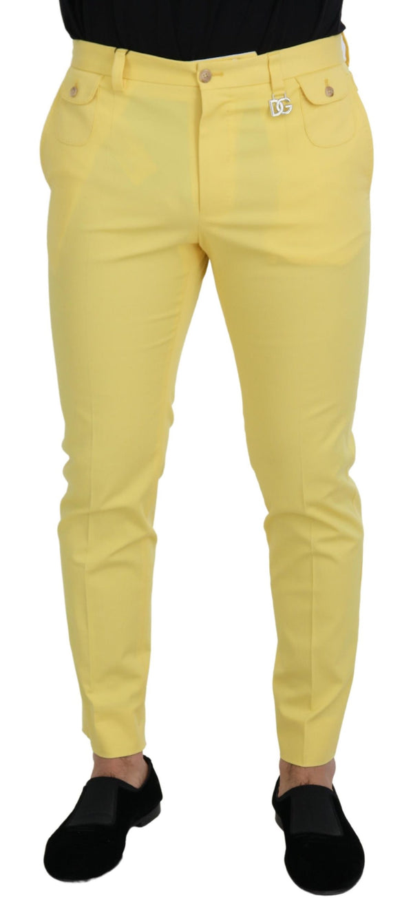 Sun-Kissed Yellow Cotton Trousers Dolce & Gabbana