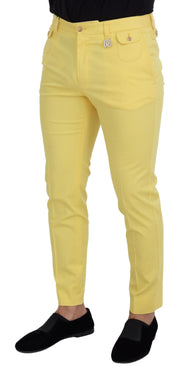 Sun-Kissed Yellow Cotton Trousers Dolce & Gabbana