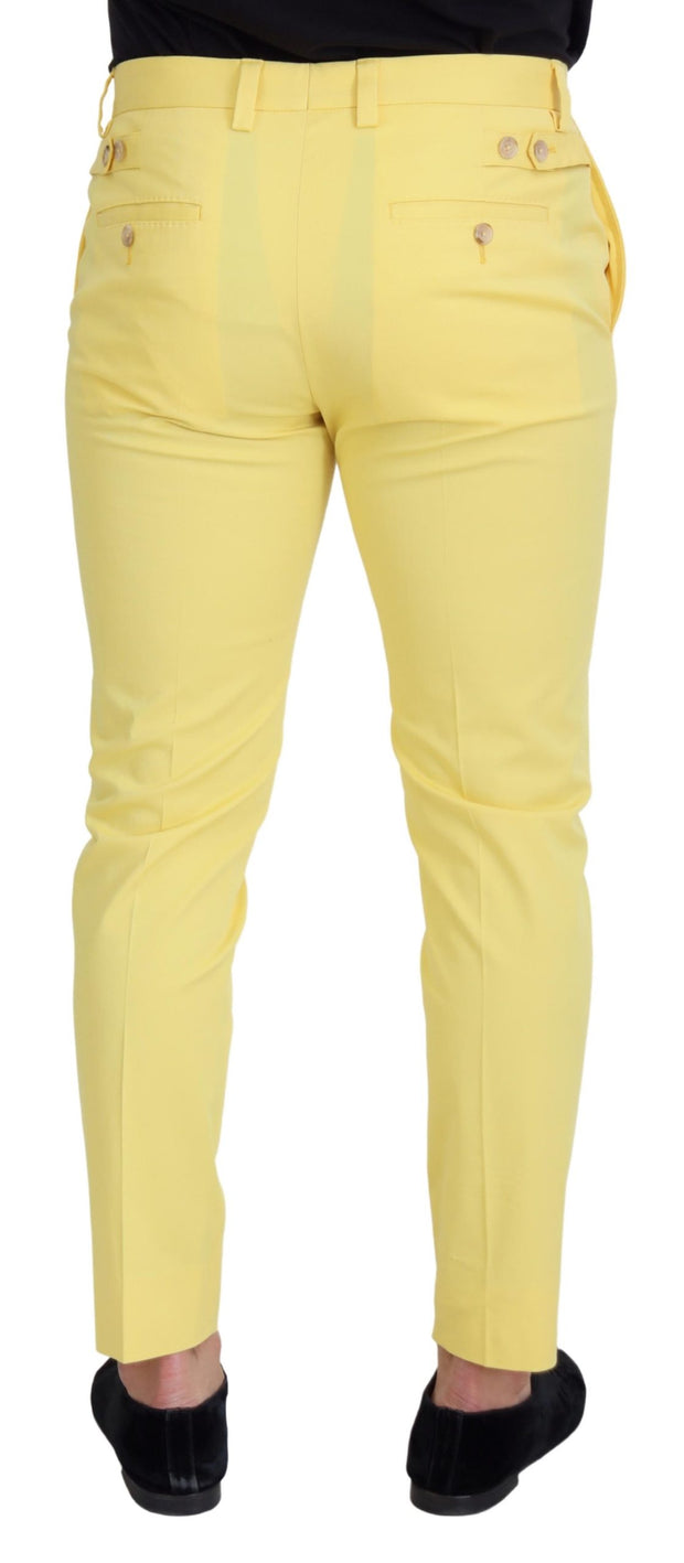 Sun-Kissed Yellow Cotton Trousers Dolce & Gabbana