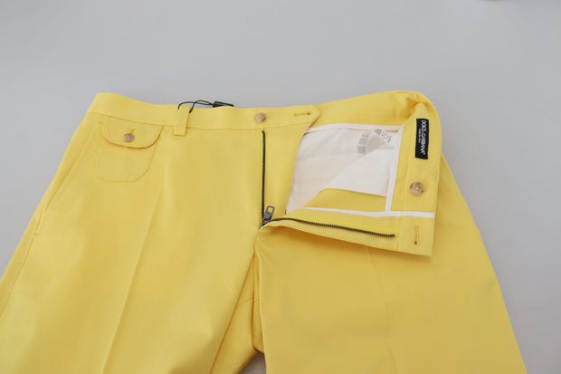 Sun-Kissed Yellow Cotton Trousers Dolce & Gabbana