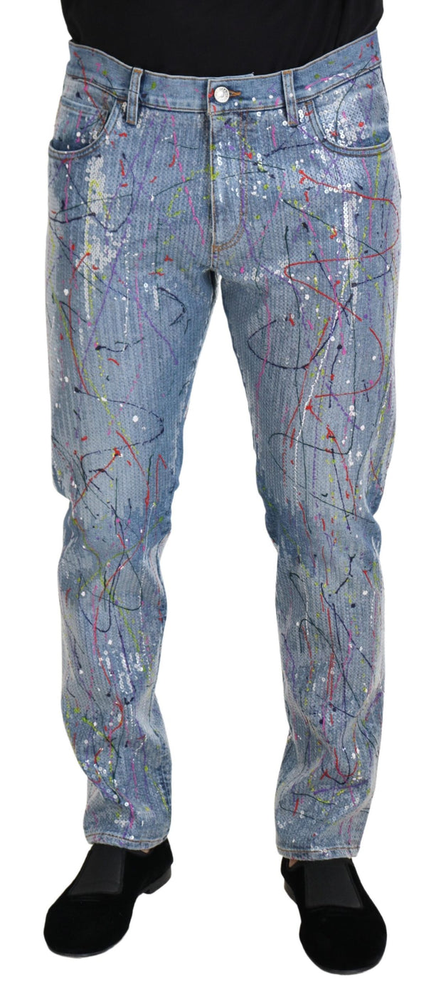 Exquisite Color Splash Denim Pants Dolce & Gabbana