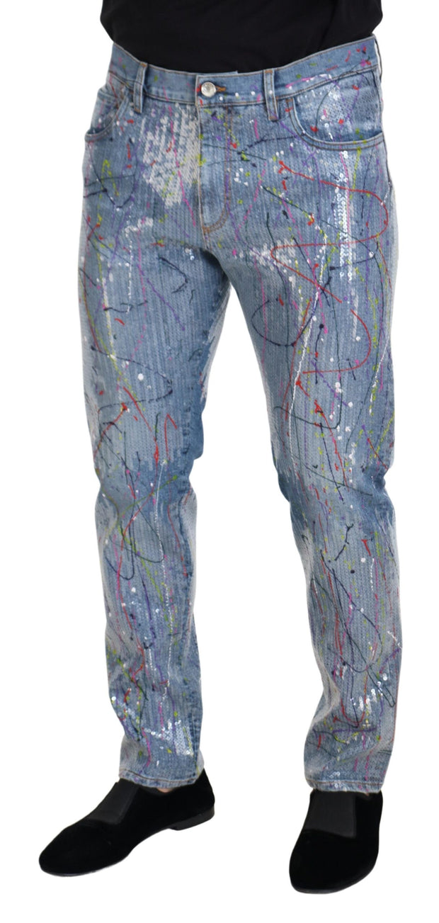 Exquisite Color Splash Denim Pants Dolce & Gabbana