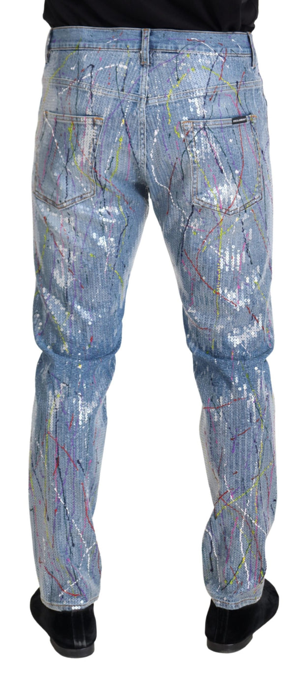 Exquisite Color Splash Denim Pants Dolce & Gabbana