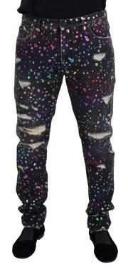 Elegant Multicolor Printed Denim Pants Dolce & Gabbana