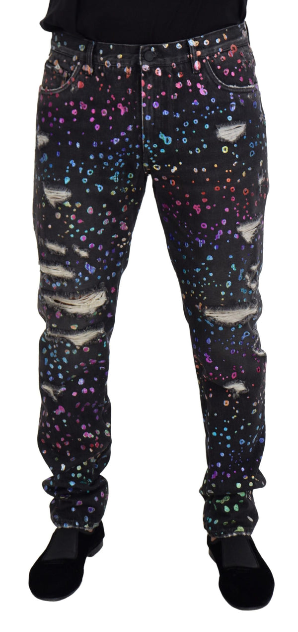 Elegant Multicolor Printed Denim Pants Dolce & Gabbana