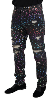 Elegant Multicolor Printed Denim Pants Dolce & Gabbana