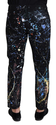 Exquisite Color Splash Print Denim Pants Dolce & Gabbana