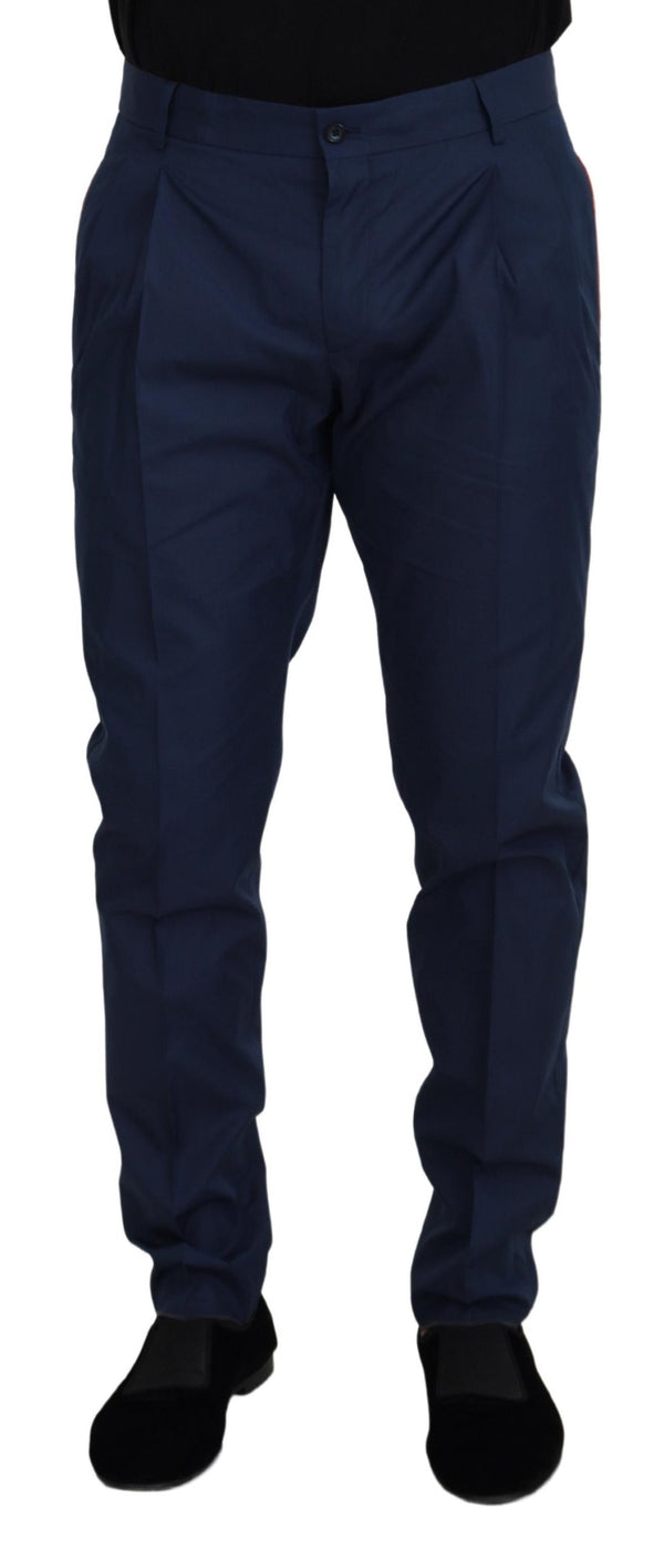 Elegant Blue Cotton Silk Pants Dolce & Gabbana