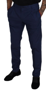 Elegant Blue Cotton Silk Pants Dolce & Gabbana