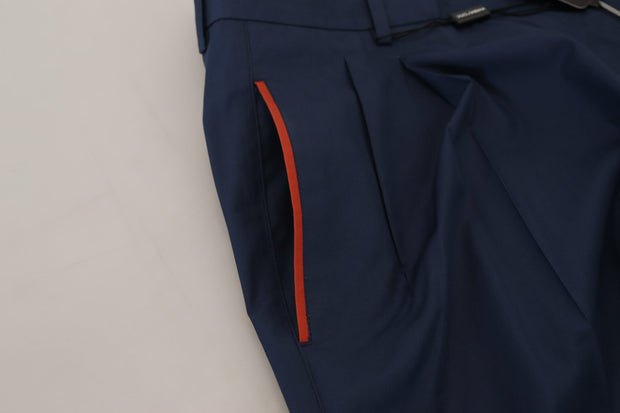 Elegant Blue Cotton Silk Pants Dolce & Gabbana