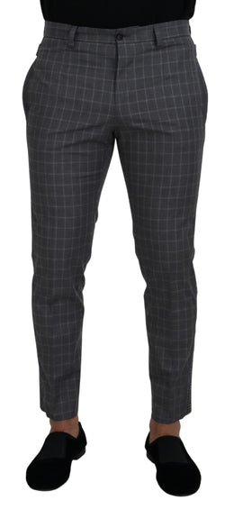 Elegant Checkered Cotton Pants for Men Dolce & Gabbana