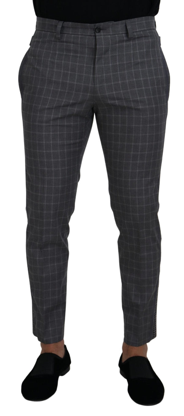 Elegant Checkered Cotton Pants for Men Dolce & Gabbana
