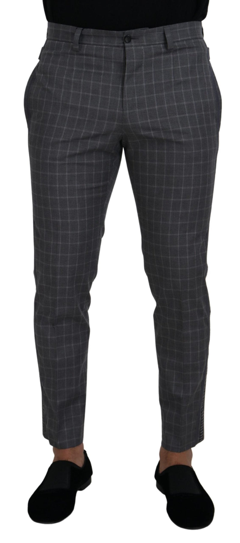 Elegant Checkered Cotton Pants for Men Dolce & Gabbana