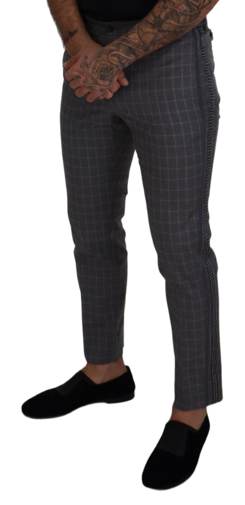 Elegant Checkered Cotton Pants for Men Dolce & Gabbana