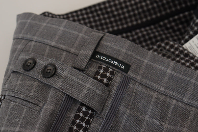 Elegant Checkered Cotton Pants for Men Dolce & Gabbana