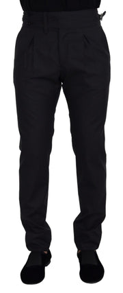 Elegant Dark Grey Wool Silk Pants Dolce & Gabbana