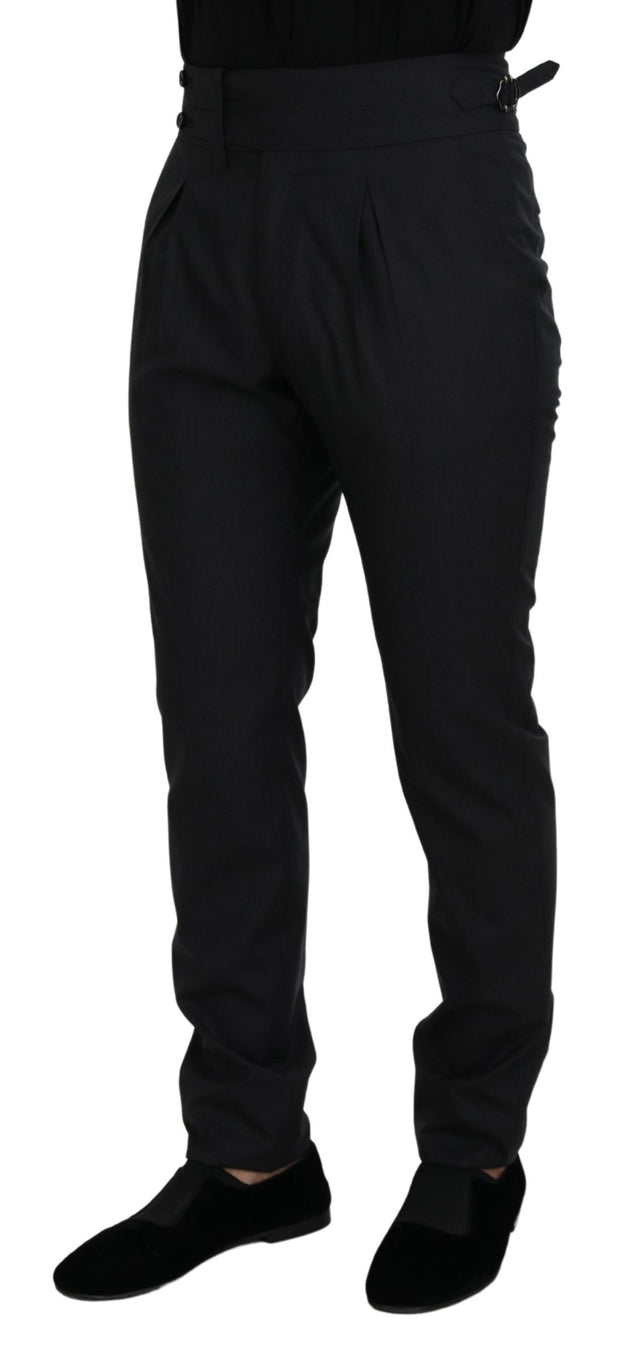 Elegant Dark Grey Wool Silk Pants Dolce & Gabbana