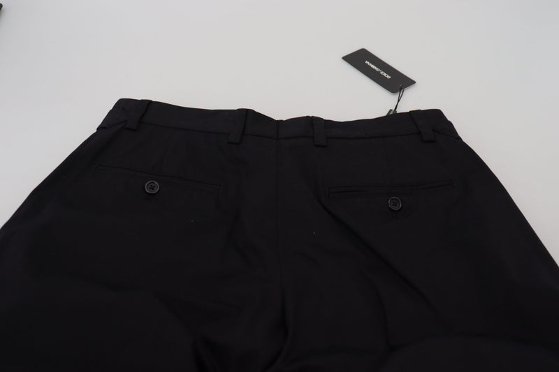 Sleek Black Italian Designer Pants with Side Buckle Dolce & Gabbana