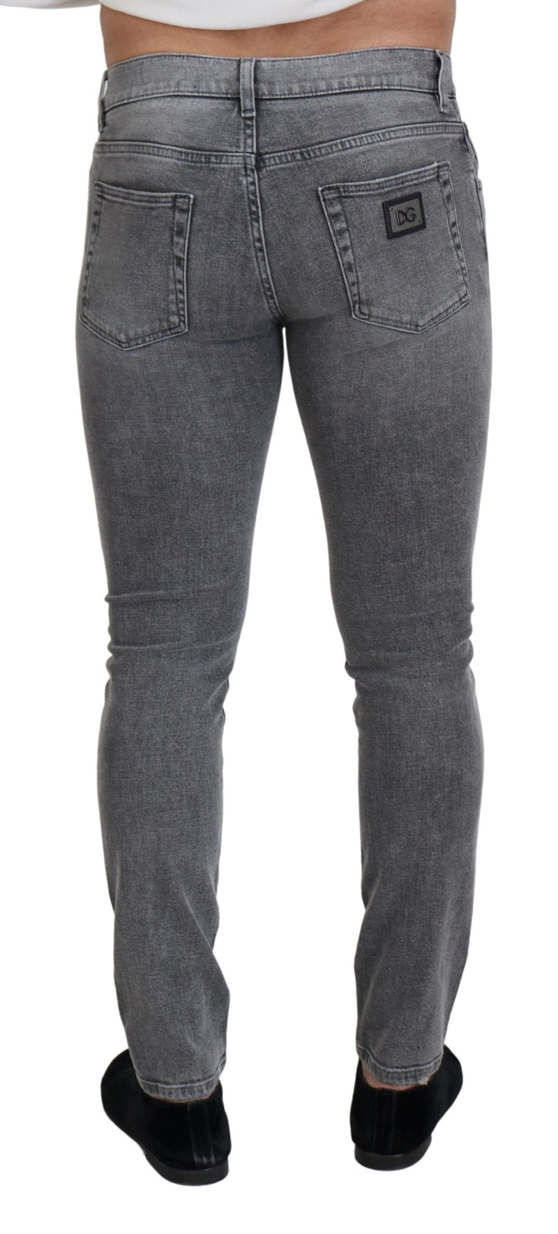 Chic Grey Washed Denim Pants Dolce & Gabbana