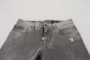 Chic Grey Washed Denim Pants Dolce & Gabbana