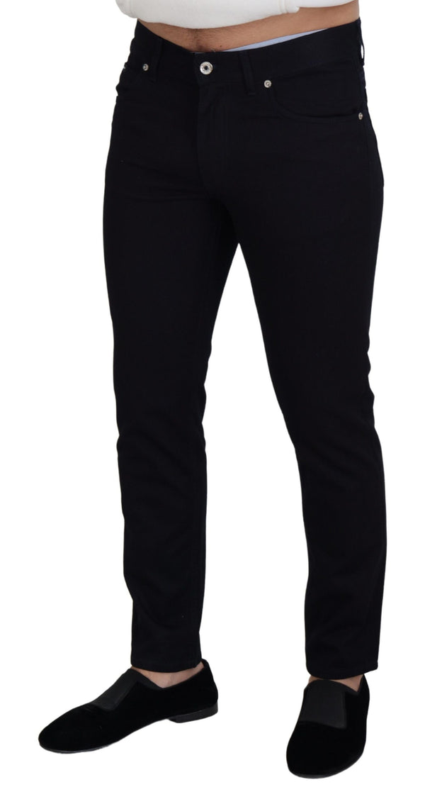 Elegant Black Silk Blend Denim Pants Dolce & Gabbana