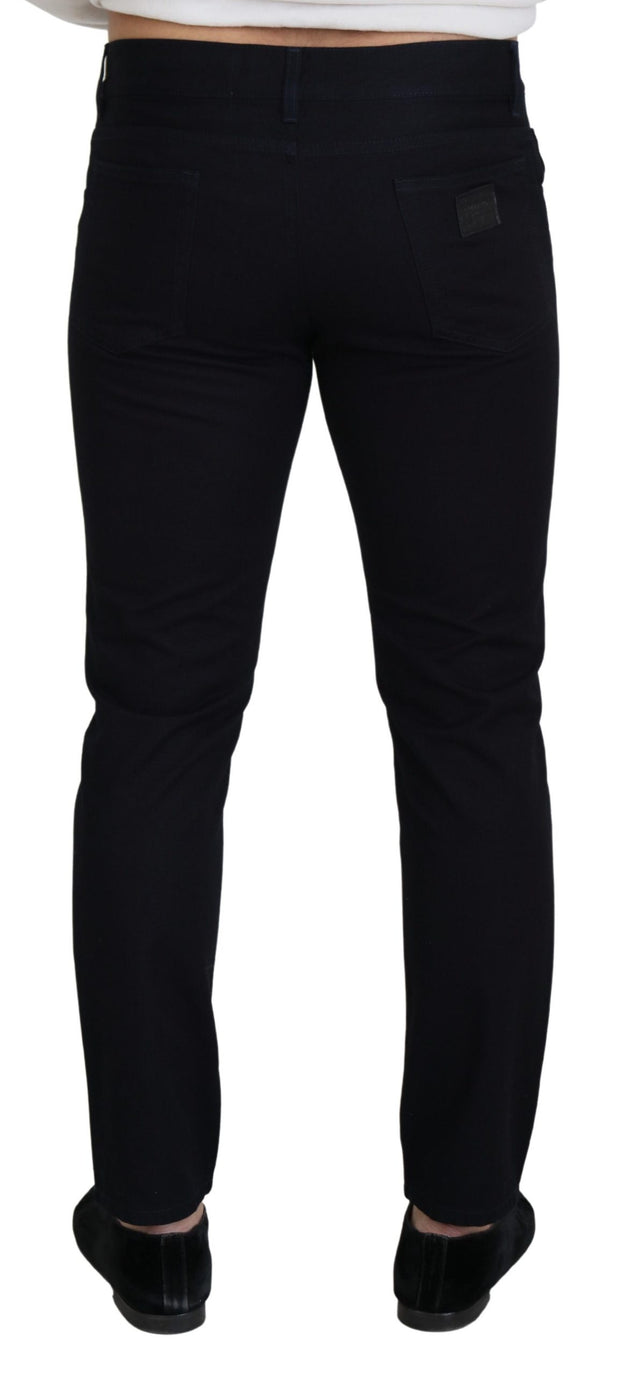 Elegant Black Silk Blend Denim Pants Dolce & Gabbana