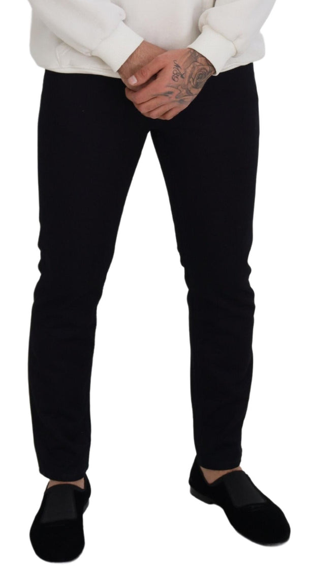 Elegant Black Silk Blend Denim Pants Dolce & Gabbana