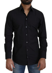 Elegant Slim Fit Black Cotton Dress Shirt Dolce & Gabbana