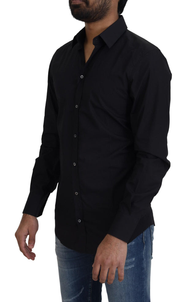 Elegant Slim Fit Black Cotton Dress Shirt Dolce & Gabbana