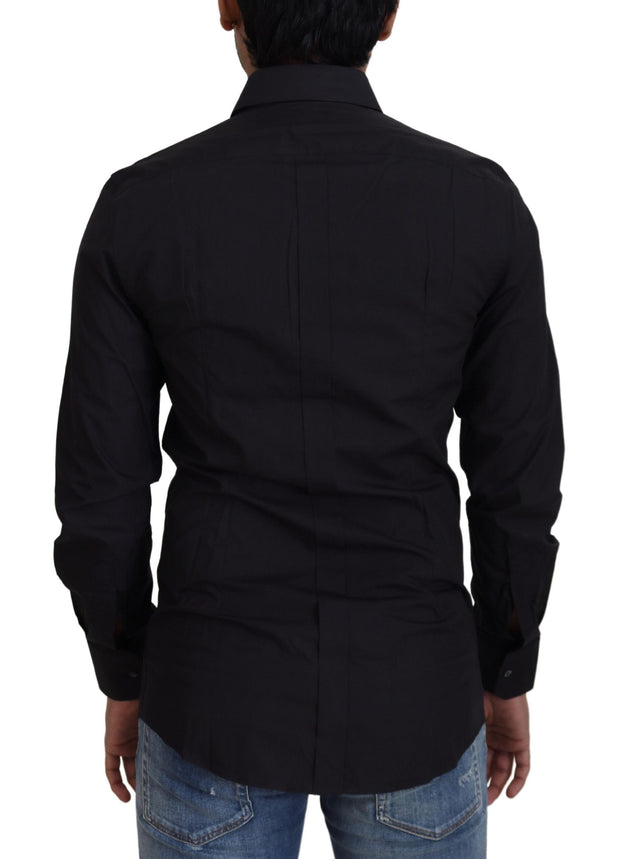 Elegant Slim Fit Black Cotton Dress Shirt Dolce & Gabbana