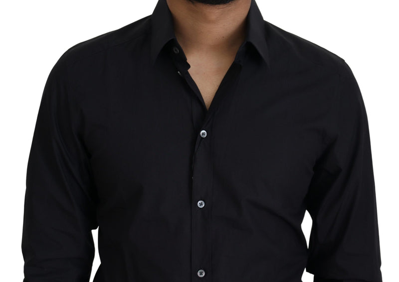 Elegant Slim Fit Black Cotton Dress Shirt Dolce & Gabbana