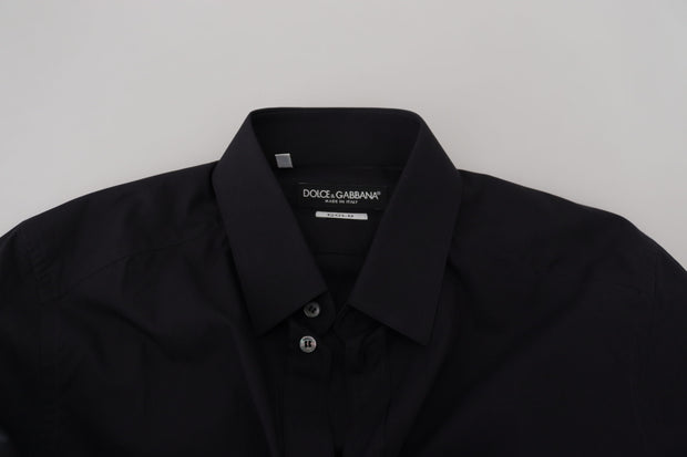 Elegant Slim Fit Black Cotton Dress Shirt Dolce & Gabbana