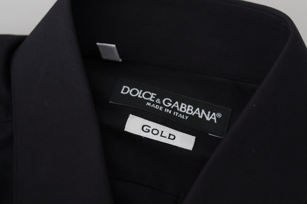 Elegant Slim Fit Black Cotton Dress Shirt Dolce & Gabbana