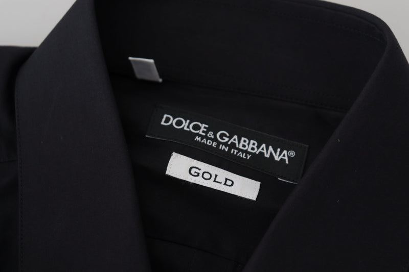 Elegant Slim Fit Black Cotton Dress Shirt Dolce & Gabbana