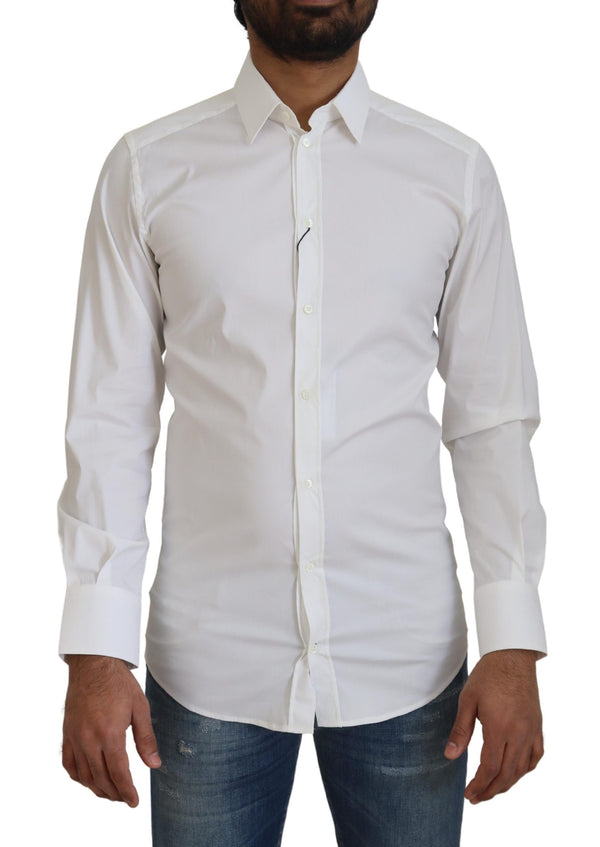 Dazzling White Slim Fit Dress Shirt Dolce & Gabbana