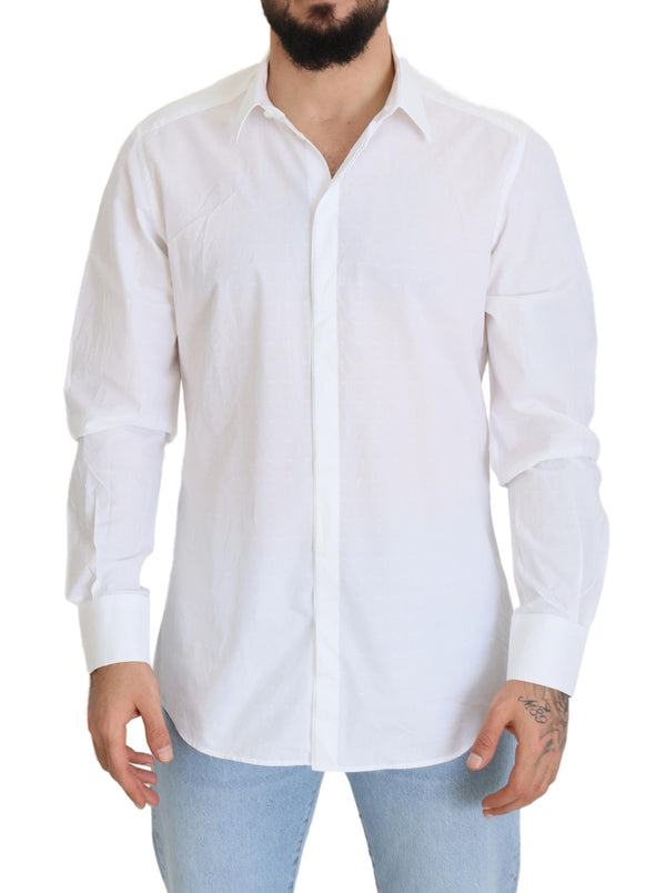 Elegance Reimagined White Cotton Dress Shirt Dolce & Gabbana