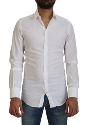 Elegant White Cotton Dress Shirt Slim Fit Dolce & Gabbana