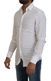 Elegant White Cotton Dress Shirt Slim Fit Dolce & Gabbana