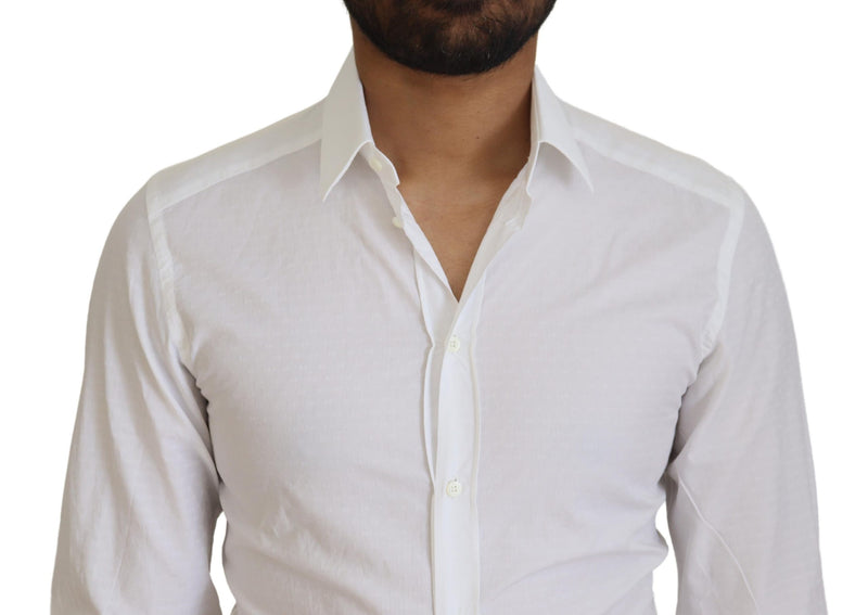 Elegant White Cotton Dress Shirt Slim Fit Dolce & Gabbana