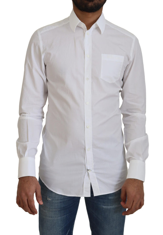 Elegant White Slim Fit Dress Shirt Dolce & Gabbana