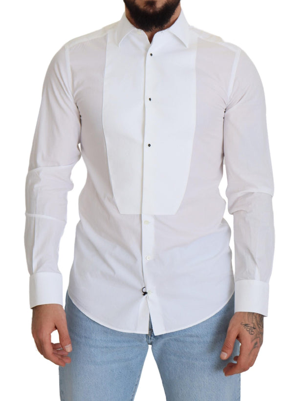 Elegant White Cotton Poplin Slim Fit Shirt Dolce & Gabbana