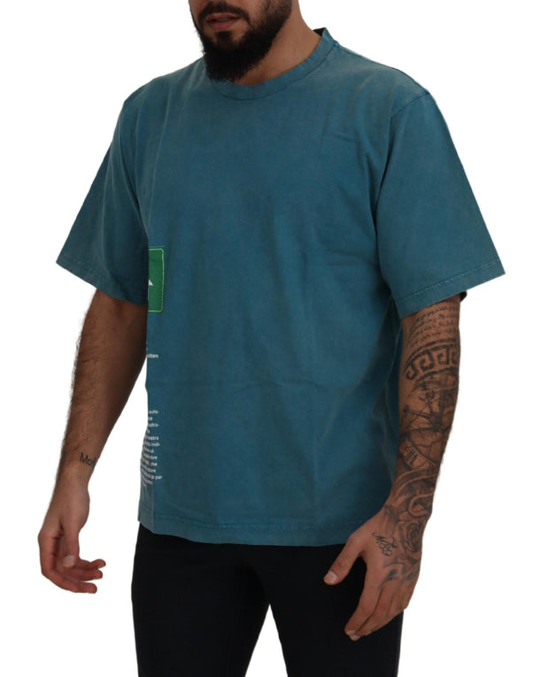 Elegant Crew Neck Cotton Tee in Blue Dolce & Gabbana