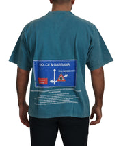 Elegant Crew Neck Cotton Tee in Blue Dolce & Gabbana