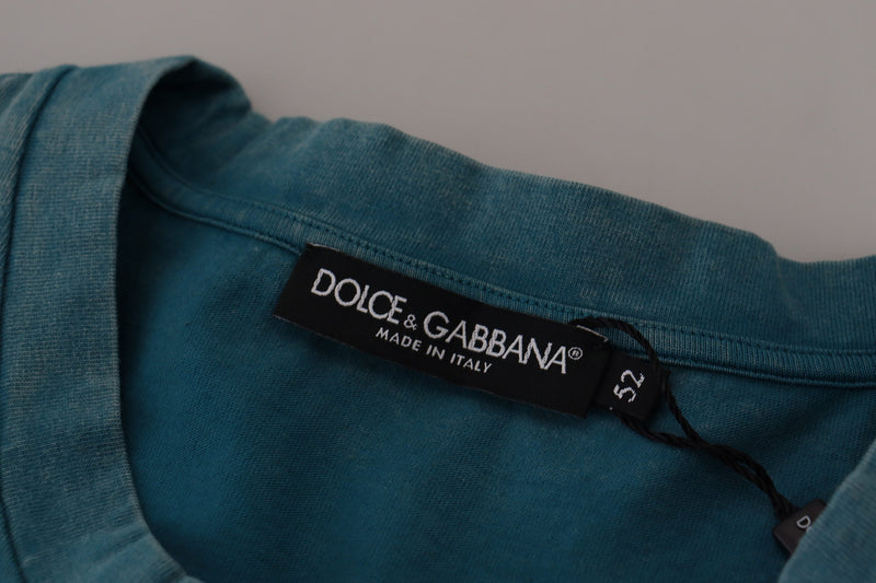 Elegant Crew Neck Cotton Tee in Blue Dolce & Gabbana