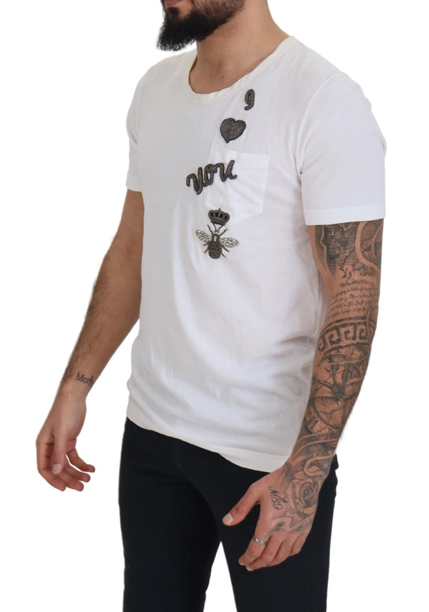 Elegant White Crewneck Cotton Silk Tee Dolce & Gabbana