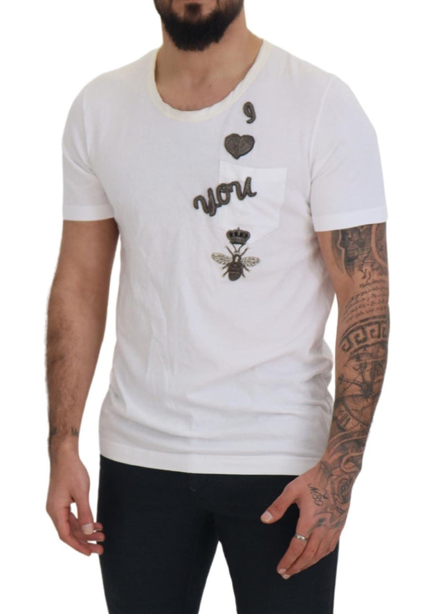 Elegant White Crewneck Cotton Silk Tee Dolce & Gabbana