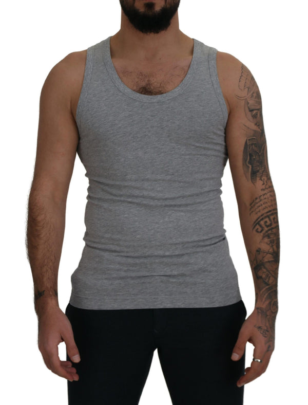 Sleek Sleeveless Grey Cotton Tank Top Dolce & Gabbana