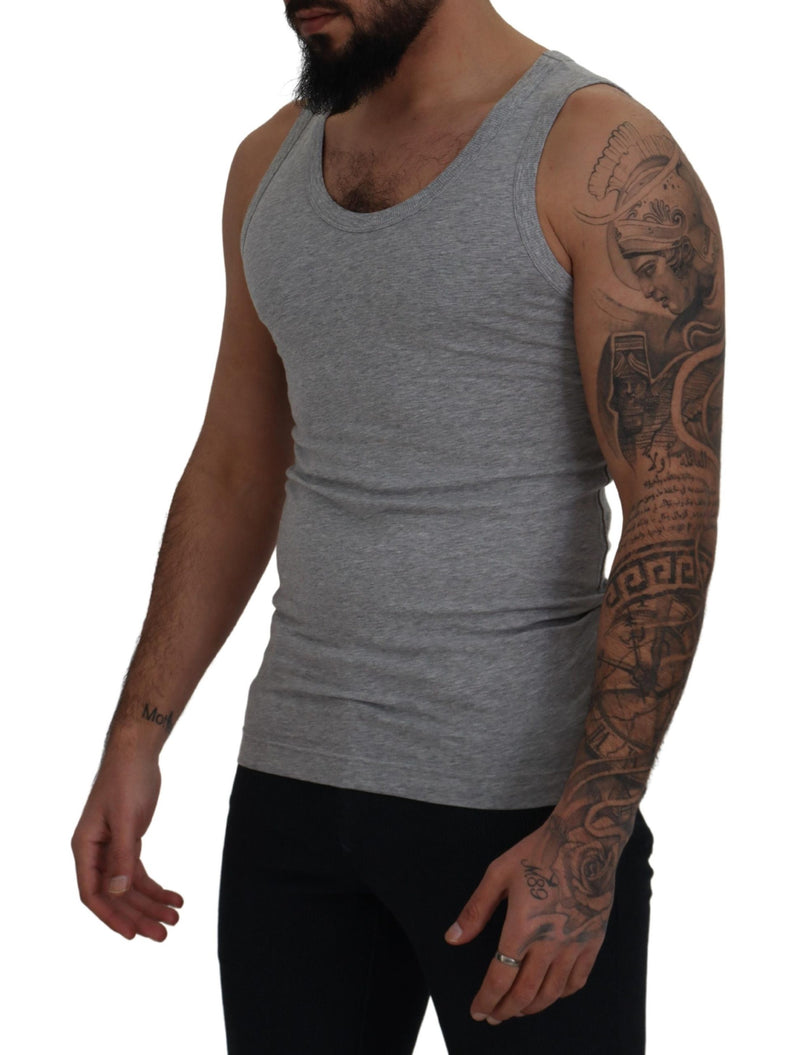 Sleek Sleeveless Grey Cotton Tank Top Dolce & Gabbana